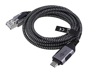 74403 cable slim, USB 3.1 RJ45 male, USB C male nickel-plated 2 m Goobay