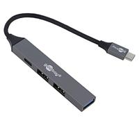 74459 Hub USB A Female x3, USB C Female, USB C Male PnP Grey Goobay