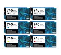 746 Ink Cartridges 300 ml 6-Pack Replacement for HP 746 DesignJet Z6 Z9+ | P2V78A P2V79A P2V80A P2V81A P2V82A P2V83A HP746 6-Color (Matte Black, Photo Black, Cyan, Magenta, Yellow, Chromatic Red)
