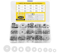 746 Pcs Washers for Screws, Stainless Steel Flat Penny Washers for Bolts and Nuts Repair, Assorted Metal Washerss M2 M2.5 M3 M4 M5 M6 M8 M10 Washer Set