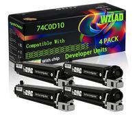 74C0D10 Compatible for Lexmark Developer Units with Chip CS720de CS720dte CS725de CS725dte CX725de Printers (4 Pack Black)