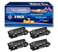 74C0W00 Waste Box Compatible for Lexmark XC4100 Series XC4140 XC4140de XC4150 Printers, High-Definition Printing Effect with Chip, 90000 Pages (4 Pack Black)