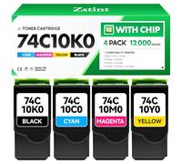 74C10K0 74C10C0 74C10M0 74C10Y0 Toner Cartridge Set 4-Pack High Yield With Chip Replacement Compatible for Lexmark CS720 CS725 CX725 CS720de CS720dte CS725de CS725dte CX725de CX725dte CX725dhe Printer