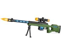 74cm AWM Sniper Toy Rifle - Realistic Long-Range Marksman Blaster with Telescopic Barrel, Bipod, & Recoil Vibration - LED Light-Up Tactical Sniper for Kids