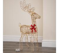 74cm Battery Powered Light up Gold Twist Christmas Standing Reindeer with 100 Warm White LEDs