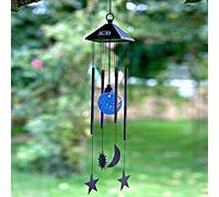 74cm Black Metal Sun and Moon Solar Wind Chimes Marco Paul Black One Size