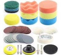 74PCS 3Inch Car Headlight Restoration and Polishing Kit, Sanding Discs with 1/4" and M10 Backing Pad,Scouring Pads, Interface Pad, Wool Polishing Buffing Pad Polishing Buffing Wheel