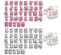 74PCs Croc Charms - A-Z & 0-9# Letters, Cute DIY Clog Charms - Highly Resistant to Falling Off, Perfect for Pink Crocs