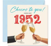 74th Anniversary Card for Women Men - Cheers! Married Since 1952 - Happy 74 Year Anniversary Card for Companion Partner Husband Wife, 145mm Wedding Anniversaries Greeting Cards
