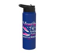 74th Birthday 74 Years Old Bday Queen Party Funny Womens BD Stainless Steel Insulated Water Bottle