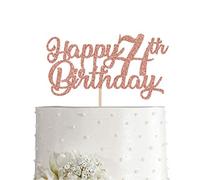 74th Birthday Cake Topper, Rose Gold Glitter Cheers To 74 Years Party Decoration, Supply