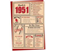 74th Birthday Card - Back in 1951 In This Year Card, Greeting Card for Men and Women, Birthday Cards for Women, Birthday Cards for Men, 74th Anniversary Card, A5