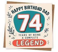74th Birthday Card for Dad - Years of Being a Complete Legend