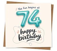 74th Birthday Card for Her, Bold Balloon Design