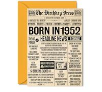 74th Birthday Cards for Women and Men, Born In 1952 Newspaper