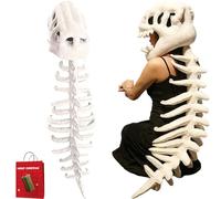 75-115cm SpineSaurus Plush Dino Outfit,3D Dinosaur Skeleton Wearable Costume,Realisti Skeleton Dino Costume (White, 75cm)