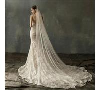 75-500cm White/Ivory Bridal Veil With Comb One Layer Cathedral Veil With Pearls Soft Tulle Wedding Beaded Veil-Champagne-350cm