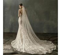 75-500cm White/Ivory Bridal Veil With Comb One Layer Cathedral Veil With Pearls Soft Tulle Wedding Beaded Veil-Ivory-Model Color-400cm