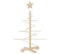 vidaXL 75cm Wooden Christmas Tree, Natural Solid Pine Wood and Bamboo, DIY Decorative Home and Office Xmas Decor, Easy Storage with Space-Saving Design