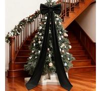 75 Inch Giant Bow Christmas Tree Topper Red Velvet Christmas Bow Decorations for Xmas Wedding Birthday Party Wall Decor (Black, 75 Inch)