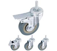 75 MM Castor Wheels Set Of 4 M10 Bolt Swivel Non Marking Braked 200 KG Trolley