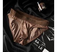 75% Nylon Men's Trunks Stretchy Satin-like Underwear(Coffee L)