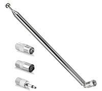 75 Ohm DAB Aerial with 3-Type Adapters, 7-Section Telescopic Rod Aerial Receives 30-Mile Radio Signal, Digital Radio Antenna for Hifi Mini System and AV Stereo Receiver, Tuner Stereo Table Top TV