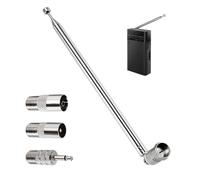 75 Ohm DAB Radio Aerial, Telescopic FM Aerial Antenna for HiFi AV Receiver & Mini System, FM Indoor Antenna with Male "F" Connector, 3 Adapters (PAL Male, PAL Female, 3.5mm) for Improved Reception