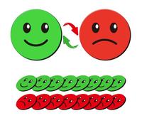 75 Pcs 1” Double-Sided Red Green Smiley Face Magnets, Flip Over Colored Magnetic Dots for Whiteboard, Refrigerator, Office (75, Happy/Sad-Colors)