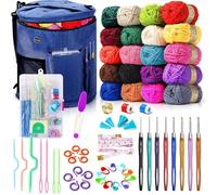 75 Pcs Crochet Kit for Beginners, 1 Yarn Storage Bag, 20 Colors of Yarn, Full Set of Knitting Accessories Including Crochet Hooks, Stitch Markers, Tape Measure & More, Ideal Starter Pack for Beginner
