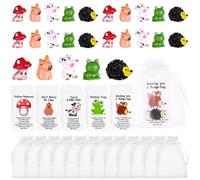75 Pcs Employee Appreciation Gifts Bulk Animal Pun Inspirational Note Cards Funny Resin Animals Organza Bags Leaving Gifts Thank You Gift for Teacher Staff Coworkers Nurse Office School Supplies