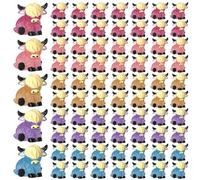 75 Pcs Mini Highland Cow Figurines Bulk Glitter Highland Cow Mini Figures Cute Resin Miniature Animals Tiny Statues Sculpture Ornament for Cake Topper Landscape Office Garden Desk Party Tabletop Decor