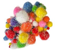 75 pcs Premium Quality Assorted Sizes Fluffy Multicolor Pompoms Sparkly Shimmer Pom Poms Hobby DIY Art Craft Supplies Home School Daycare Arts & Craft No Mess, No Shed