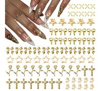 75-Piece Gold Nail Charms - Premium Y2K Alloy & Rhinestone Decor for 3D Nail Styling and Crafts, Nail Art Decorations