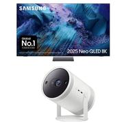 75" Samsung QN990F Neo QLED 8K Mini LED Vision AI Smart TV 2025 (QE75QN990FT) & The Freestyle (2nd Gen) SP-LFF3CLAXXXU Smart Full HD TV Projector Bundle, Black
