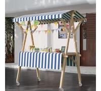 75" Tall Candy Cart with Wheels & Shelf - Blue Dessert Stand, Hot Dog Concession Cart for Farmers Market, Food Vendor Stall Display, Mobile Snack Station