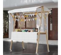 75" Tall Candy Cart with Wheels & Shelf - Dessert Display Stand for Food, Hot Dog Concession Cart, Vendor Stall for Farmers Market (White, 150cm)