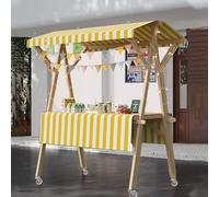 75" Tall Candy Cart with Wheels - Yellow Dessert Stand & Hot Dog Vendor Stall for Farmers Market, Food Display with Shelf - Mobile Concession Cart for Events