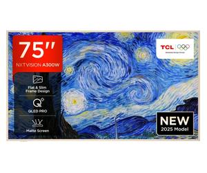 75" TCL NXTVISION A300W QLED 4K HDR Smart Google TV - 75A300W-UK, Silver/Grey