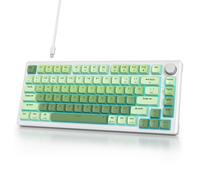 75% Wired Keyboard with Knob, 75 Percent Gaming Green Keyboard Hot Swappable Gasket Mount,White Switch,82 Keys TKL Mechanical Keyboard,NKRO Creamy Keyboard for PC Laptop Windows Gamer(Light green)