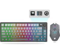 75 ％ Wireless Gaming Keyboard and Mouse Set, Mechanical Keyboard + 3D 1600DPI Mice, 2000mAh Battery, RGB Backlit Keyboard with 80 Keys Computer PC Gaming Keyboard for PC/Laptop (Gradient Grey)