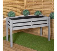 75 x 123cm Samuel Alexander Large Raised Grey Wooden Garden Bed Planter with Slatted Base