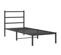 Metal Bed Frame without Mattress with Headboard Black 75x190cm