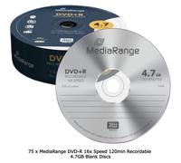 75 x MediaRange DVD+R 16x Speed 120min Recordable 4.7GB Blank Discs in Cake Tub