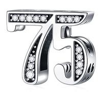 75 Year Anniversary Charms fits Pandora Women Bracelet, 925 Sterling Silver 75th Birthday Beads with CZ Birthstones, Number 75 Years of Love Gifts for Grandma/Grandpa/Christmas