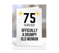 75 Years Old, Officially a Grumpy Old Woman Card, Funny, Joke, Gift, 75th Happy Birthday, Presents for Mum, Mummy, Grandma, Wife, Aunt, Her, Female, A5-164_118