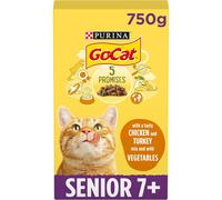 (750 g (Pack of 5)) Go-Cat Senior Chicken & Veg Dry Cat Food 2kg, Pack of 4