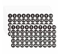 750 PCS Round Sticker, 15 Sheets Consecutive Black Vinyl Number Labels 1-50 Self-Adhesive Dot Stickers for Indoor, Outdoor, Office, Classroom, Storage, Organizing, Boxes (1 Inch Each)