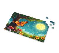 750 Piece Puzzles For Adults A Butterfly Perches On A Tree Trunk Under A Bright Moonlit Sky. Picture Puzzle Toddler Puzzles Toys For Ages 8-13(500PCS)