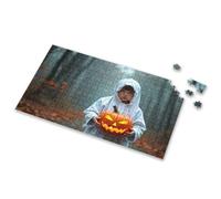 750 Piece Puzzles For Adults A Child In A White Ghost Costume Holds A Glowing Jack-O'-Lantern Picture Puzzle Puzzle Puzzle 1000 Pieces(300PCS)